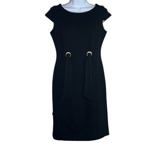 3 for $20 JUST TAYLOR Black Cap Sleeve Sheath Dress Gold Grommets with Front Tie